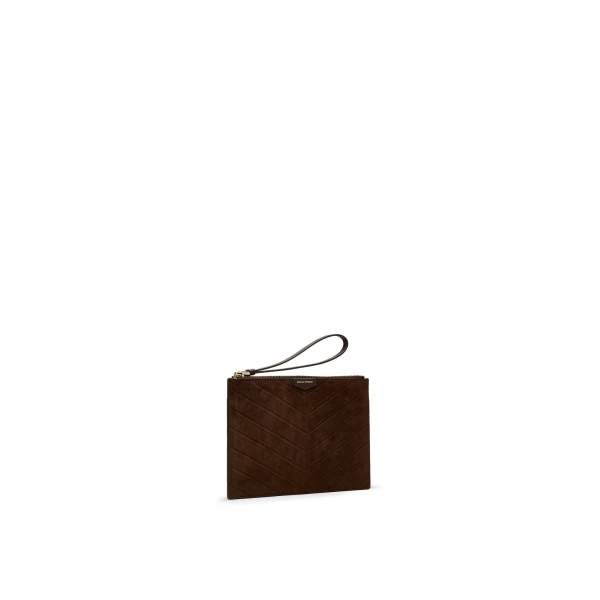 Scanlan Theodore The Athos Flat Pouch in Caffe | Clutch Bags | Coveti