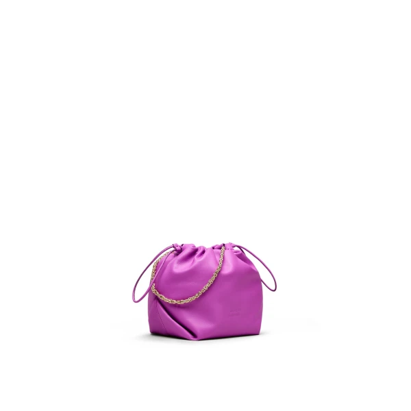 Scanlan Theodore The Leather Drawstring Bag in Fuschia | Bucket Bags | Coveti