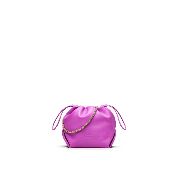 Scanlan Theodore The Leather Drawstring Bag in Fuschia | Bucket Bags | Coveti