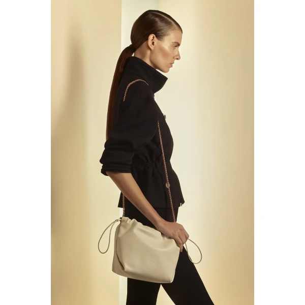 Scanlan Theodore The Leather Drawstring Bag in Parchment | Bucket Bags | Coveti