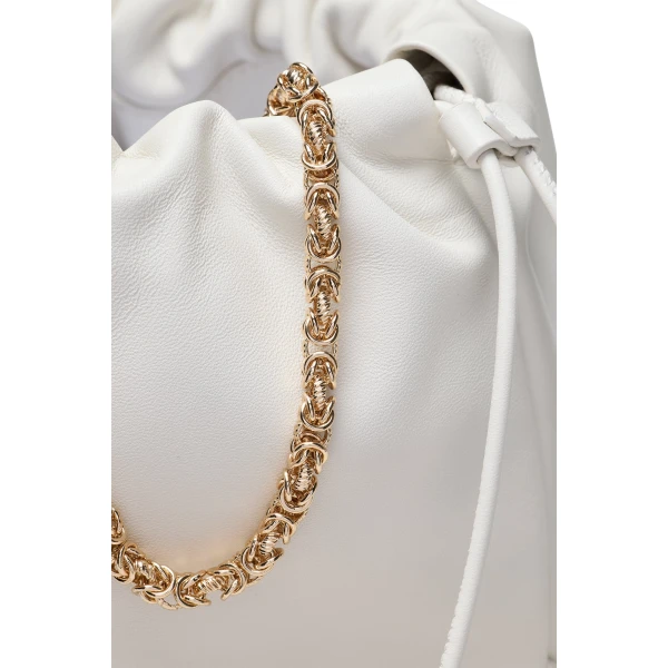 Scanlan Theodore The Leather Drawstring Bag in Parchment | Bucket Bags | Coveti