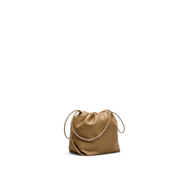 Scanlan Theodore The Leather Drawstring Bag in Sandstone | Bucket Bags | Coveti