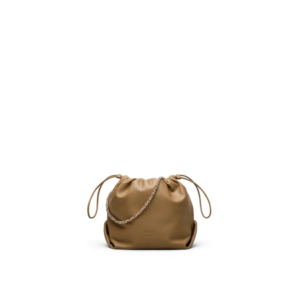 Scanlan Theodore The Leather Drawstring Bag in Sandstone | Bucket Bags | Coveti
