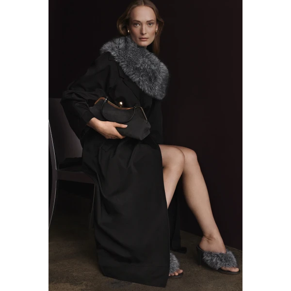 Scanlan Theodore The Lip Frame Clutch in Anthracite | Clutch Bags | Coveti