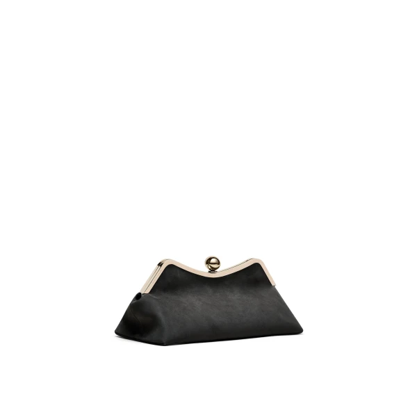 Scanlan Theodore The Lip Frame Clutch in Anthracite | Clutch Bags | Coveti