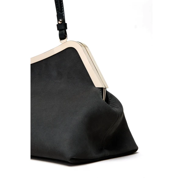 Scanlan Theodore The Lip Frame Clutch in Anthracite | Clutch Bags | Coveti