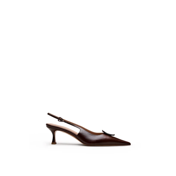 Scanlan Theodore Triangle Frame Slingback 6 in Almond | Heels | Coveti