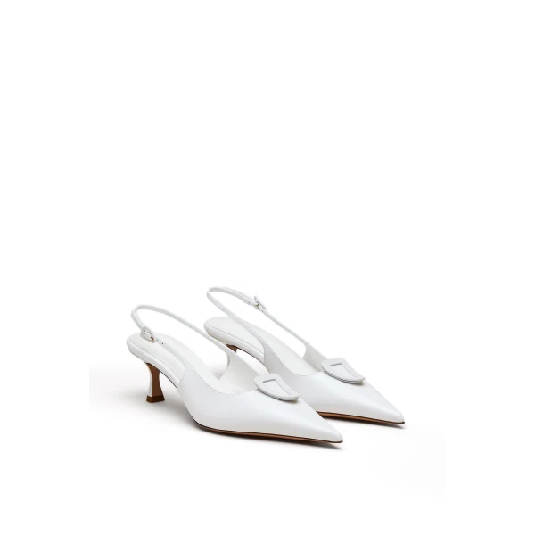 Scanlan Theodore Triangle Frame Slingback 6 in White | Heels | Coveti