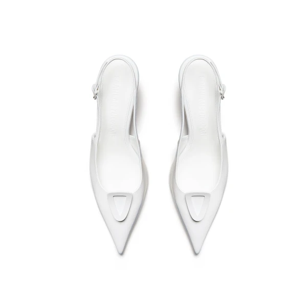 Scanlan Theodore Triangle Frame Slingback 6 in White | Heels | Coveti