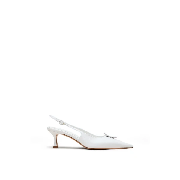 Scanlan Theodore Triangle Frame Slingback 6 in White | Heels | Coveti