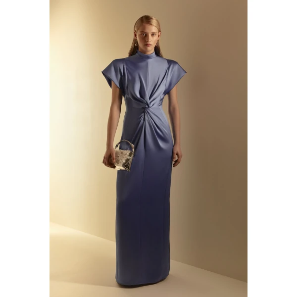 Scanlan Theodore Turban Gown in Blue Bird | Evening Gowns | Coveti