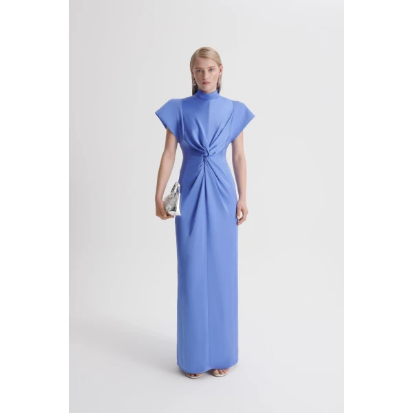 Scanlan Theodore Turban Gown in Blue Bird | Evening Gowns | Coveti
