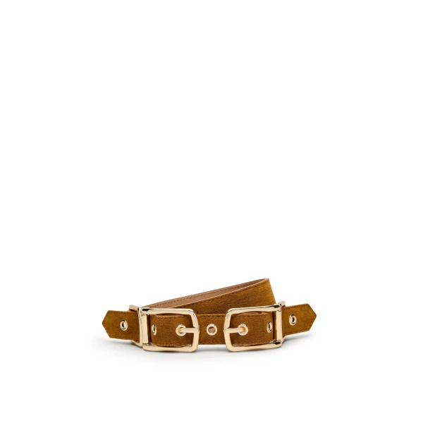 Twin Saddle Buckle Belt 2.5 in Citrine