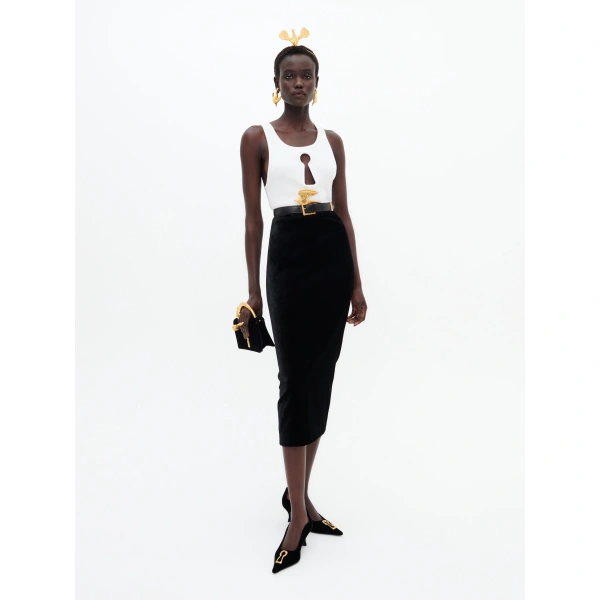 Schiaparelli Keyhole Tank Top in White | Sweater Vests | Coveti