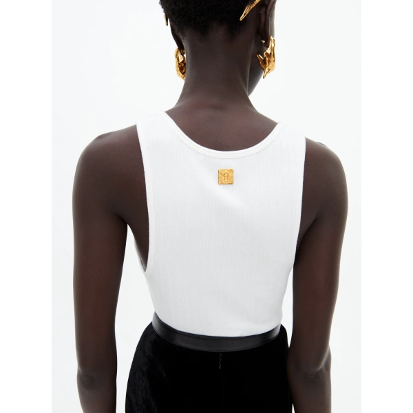 Schiaparelli Keyhole Tank Top in White | Sweater Vests | Coveti