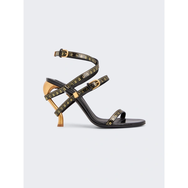 Schiaparelli Measuring Tape Heeled Sandals in Black | Sandals | Coveti