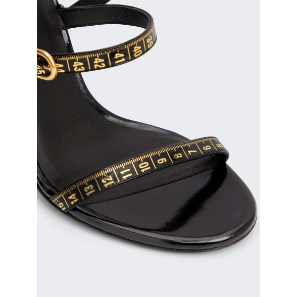 Schiaparelli Measuring Tape Heeled Sandals in Black | Sandals | Coveti