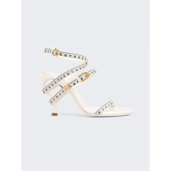 Schiaparelli Measuring Tape Heeled Sandals in White | Sandals | Coveti