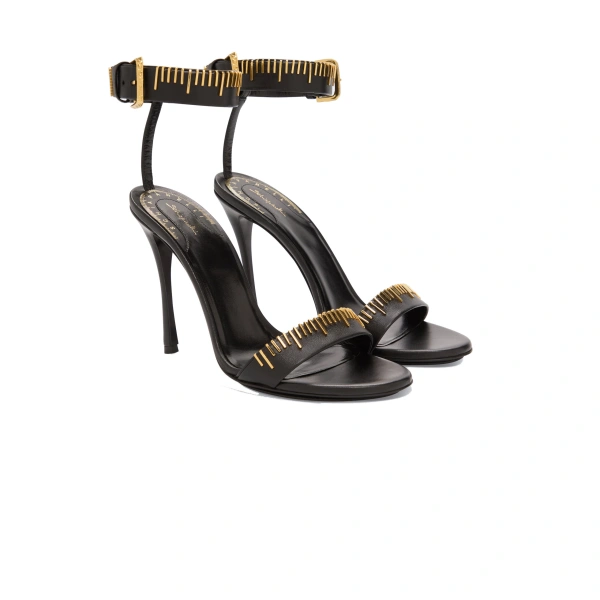 Measuring Tape Sandals in Black with Anatomical Heel