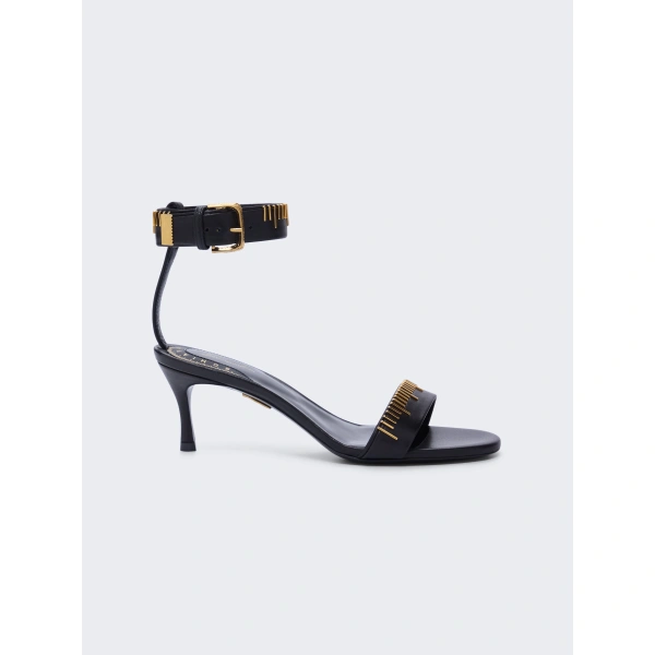Schiaparelli Measuring Tape Sandals in Black with Embroidery | Sandals | Coveti