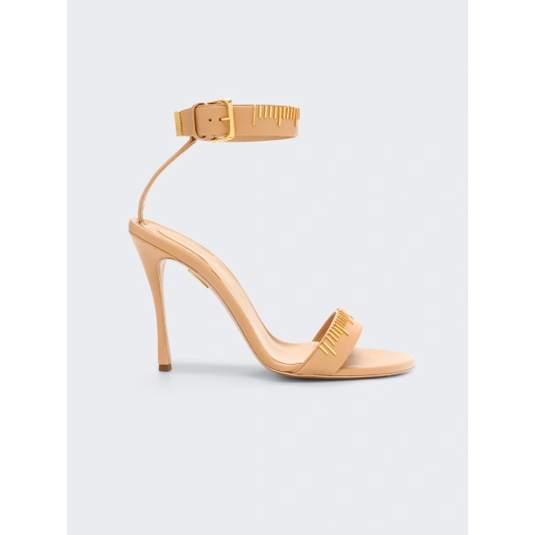 Schiaparelli Measuring Tape Sandals in Nude with Anatomical Heel | Sandals | Coveti