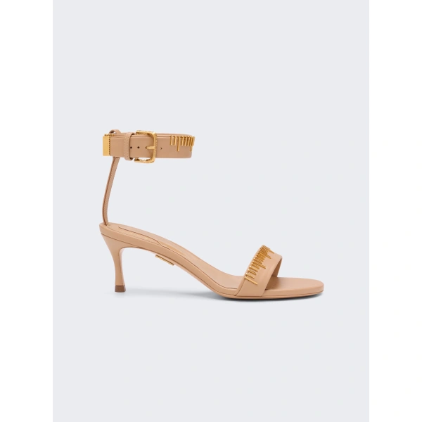 Schiaparelli Measuring Tape Sandals in Nude with Embroidery | Sandals | Coveti