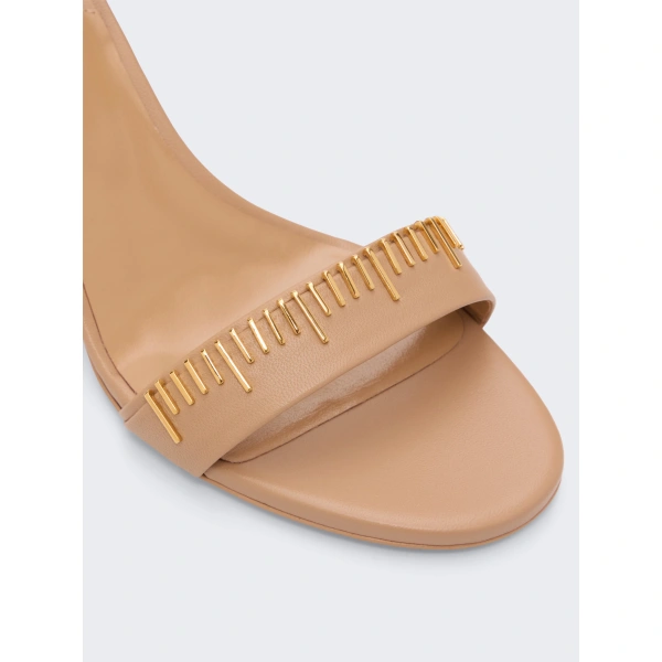 Schiaparelli Measuring Tape Sandals in Nude with Embroidery | Sandals | Coveti