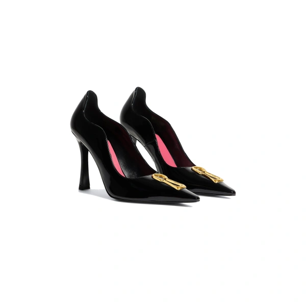 Patent Keyhole Pump in Black with Stiletto Heel