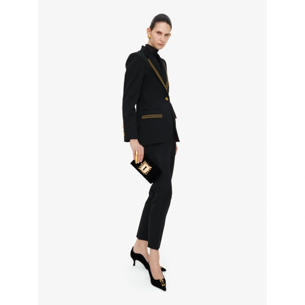 Schiaparelli Velvet Keyhole Pump in Black with Kitten Heel | Heels | Coveti