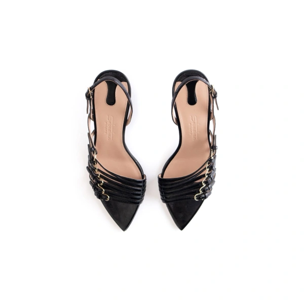 Sebastian Milano Afrodite Sandal in Black Patent, view 3 | Sandals
