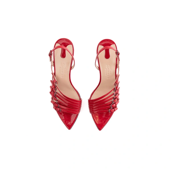 Sebastian Milano Afrodite Sandal in Red Patent, view 3 | Sandals