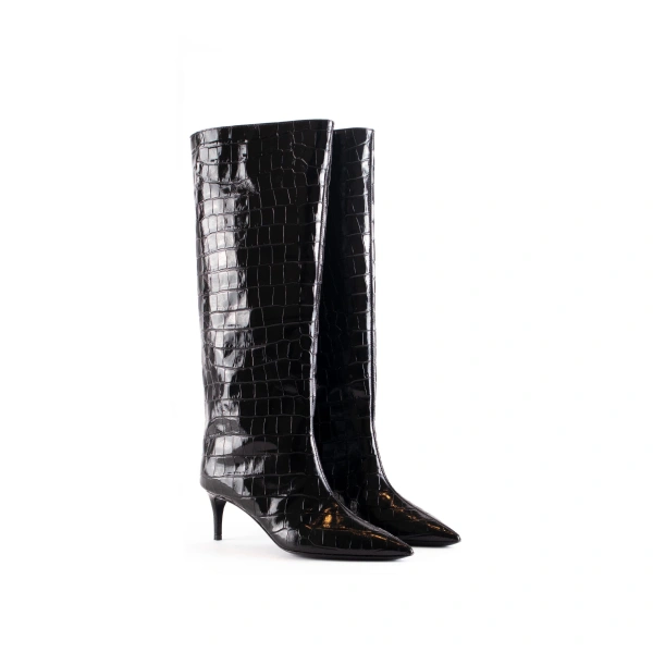 Sebastian Milano Amy Boot in Black Croc Print, view 2 | Boots