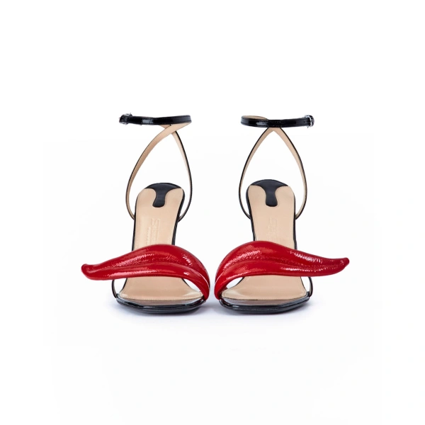 Sebastian Milano Dada Sandal in Black and Red Lips, view 3 | Sandals