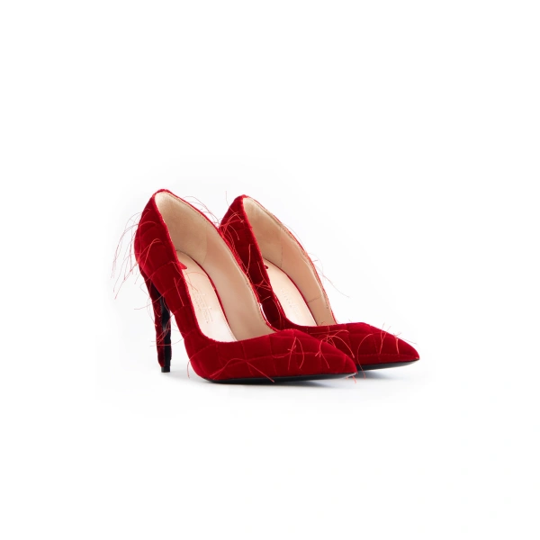 Sebastian Milano Devalle Pump in Red Velvet, view 2 | Pumps