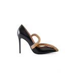 Sebastian Milano Eva Pump in Black Patent and Gold Serpent | Pumps