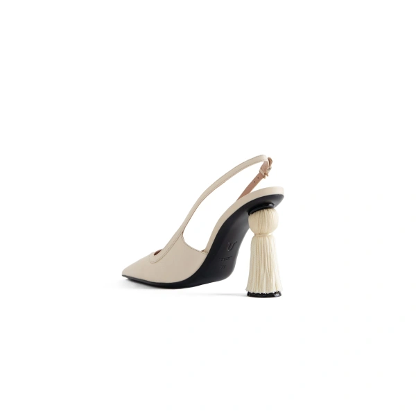 Sebastian Milano Fifi Slingback in White Silk Satin, view 3 | Slingbacks