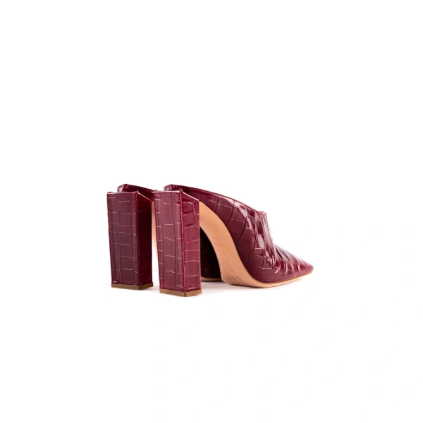 Sebastian Milano Frances Mule in Burgundy Croc Print, view 3 | Mules