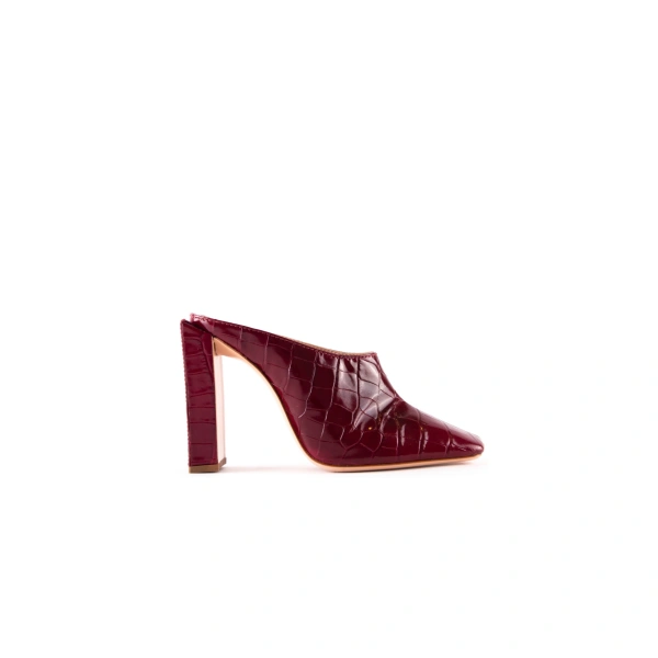 Sebastian Milano Frances Mule in Burgundy Croc Print | Mules