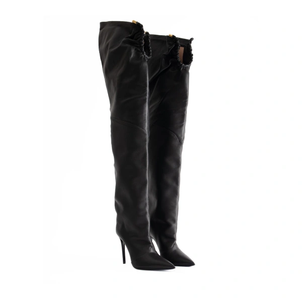 Sebastian Milano Judy Over-the-Knee Boot in Black Leather, view 2 | Knee-High Boots