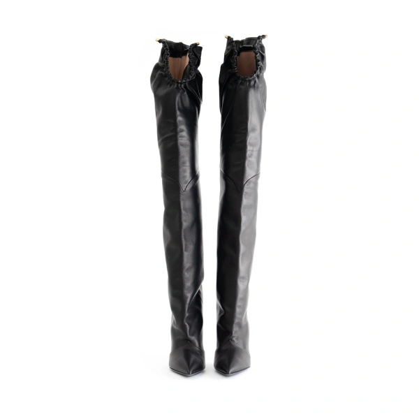 Sebastian Milano Judy Over-the-Knee Boot in Black Leather, view 3 | Knee-High Boots