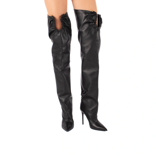 Sebastian Milano Judy Over-the-Knee Boot in Black Leather, view 5 | Knee-High Boots