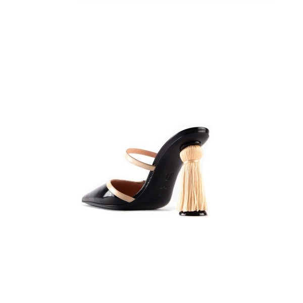 Sebastian Milano Martine Mule in Black and Cream, view 3 | Mules