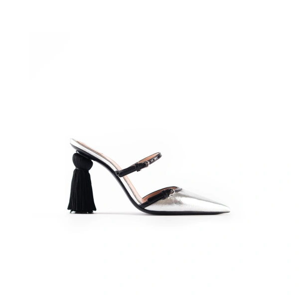 Sebastian Milano Martine Mule in Silver and Black | Mules
