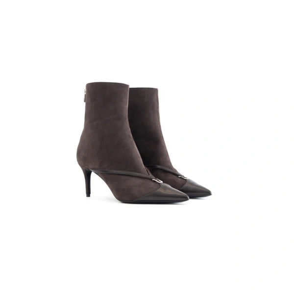 Sebastian Milano Nadia Ankle Boot in Dark Brown Nappa and Suede, view 2 | Ankle Boots