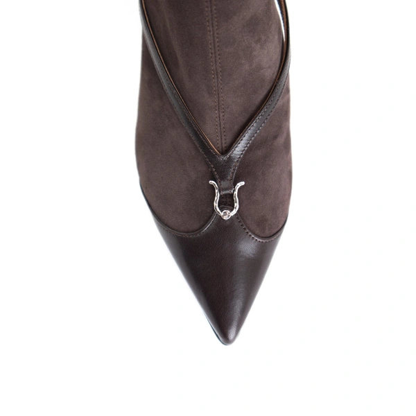 Sebastian Milano Nadia Ankle Boot in Dark Brown Nappa and Suede, view 3 | Ankle Boots