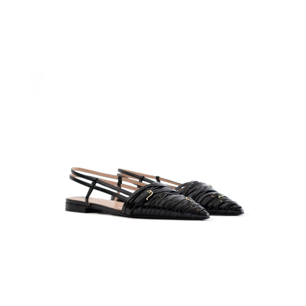 Sebastian Milano Nana Slingback Flat in Black Patent, view 2 | Flats