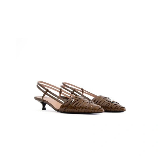 Sebastian Milano Perla Slingback in Olive Green Patent, view 2 | Slingbacks