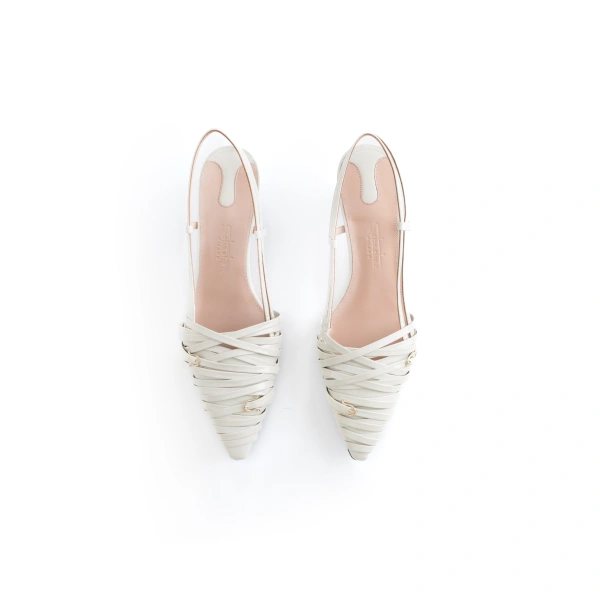 Sebastian Milano Perla Slingback in White Patent, view 3 | Slingbacks