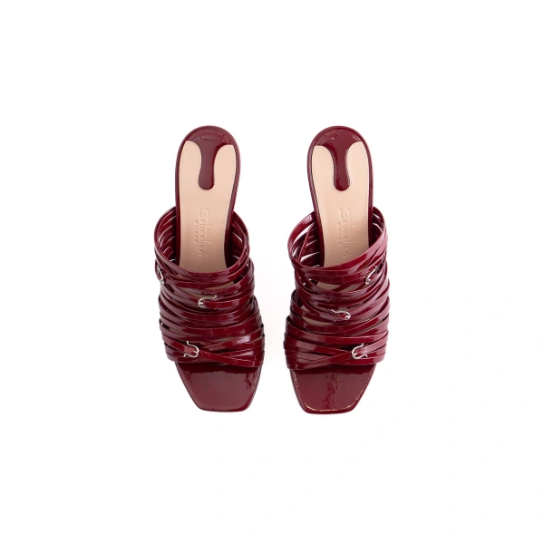Sebastian Milano Vivi Mule in Burgundy Patent, view 3 | Mules