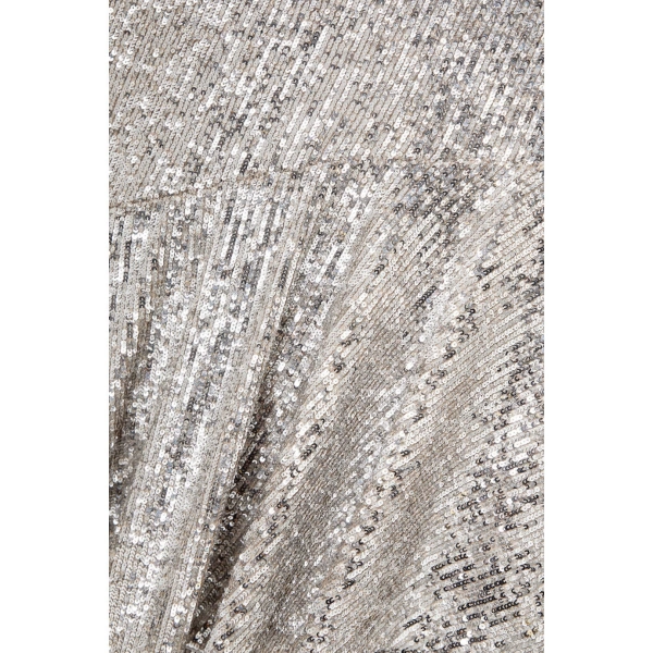 SemSem Asymmetric Sequined Tulle Midi Dress in Silver | Midi Dresses | Coveti